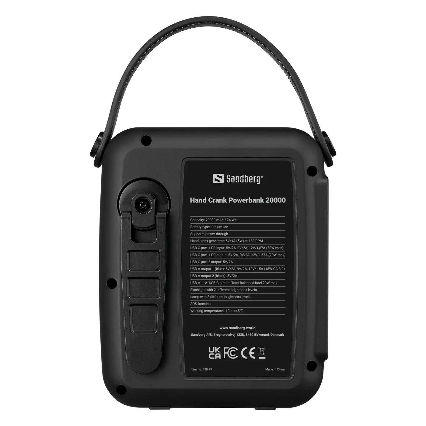 Купити Павербанк УМБ Sandberg 20000mAh 20W, динамо-зарядка, UPS mode, QC3.0, 2хUSB 2xType-C (420-79) Black - фото 2