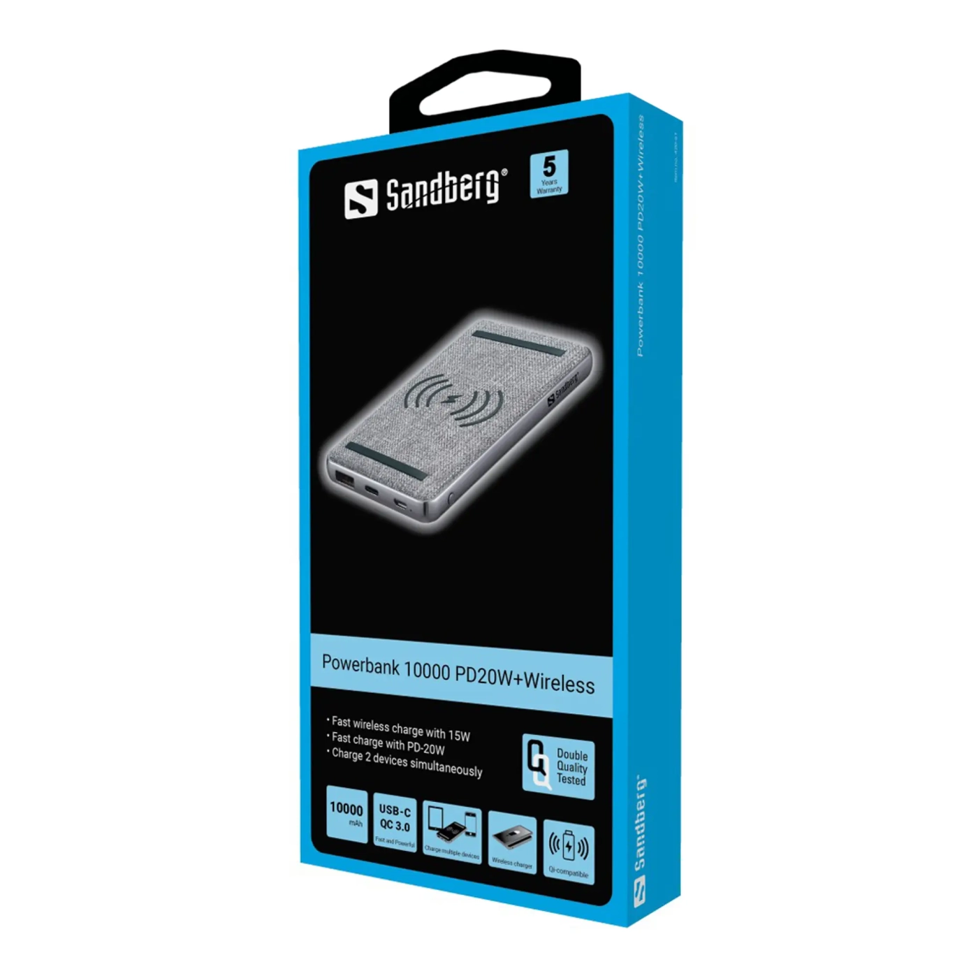 Купити Павербанк УМБ Sandberg PD 10000mAh 20W, Wireless QI 15W, USB-A Type-C OUT (420-61_VW)  Gray - фото 2
