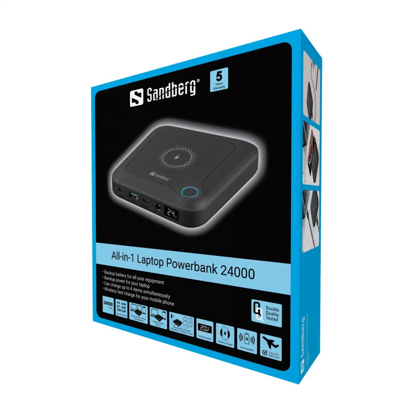 Купить Павербанк УМБ Sandberg PD 24000mAh 85W All-in1 Laptop, UPS mode,  DC 12-24V/4А, USB, Type-C OUT PD (420-57) - фото 5