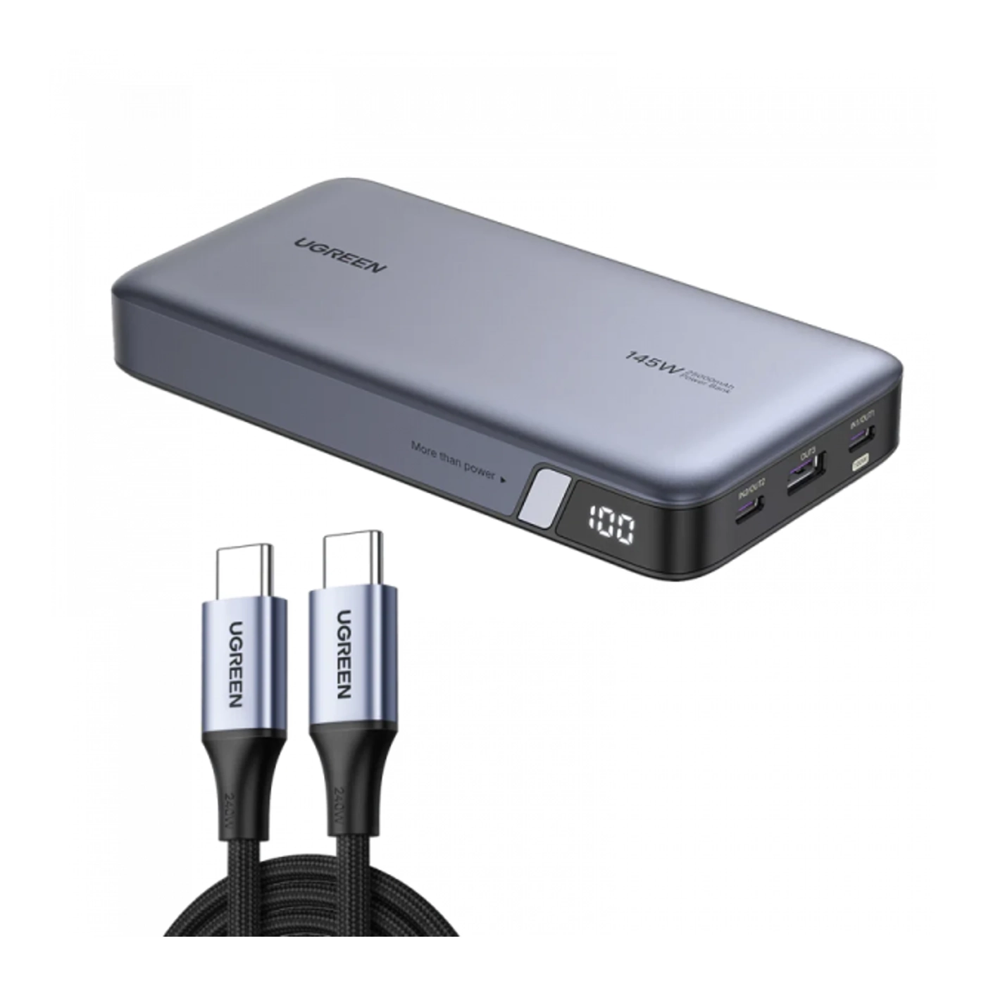 Купить Павербанк УМБ Ugreen 25000mAh 145W PB205 2xUSB C+USB A, PD3.0+QC3.0 (90597A) Gray - фото 3
