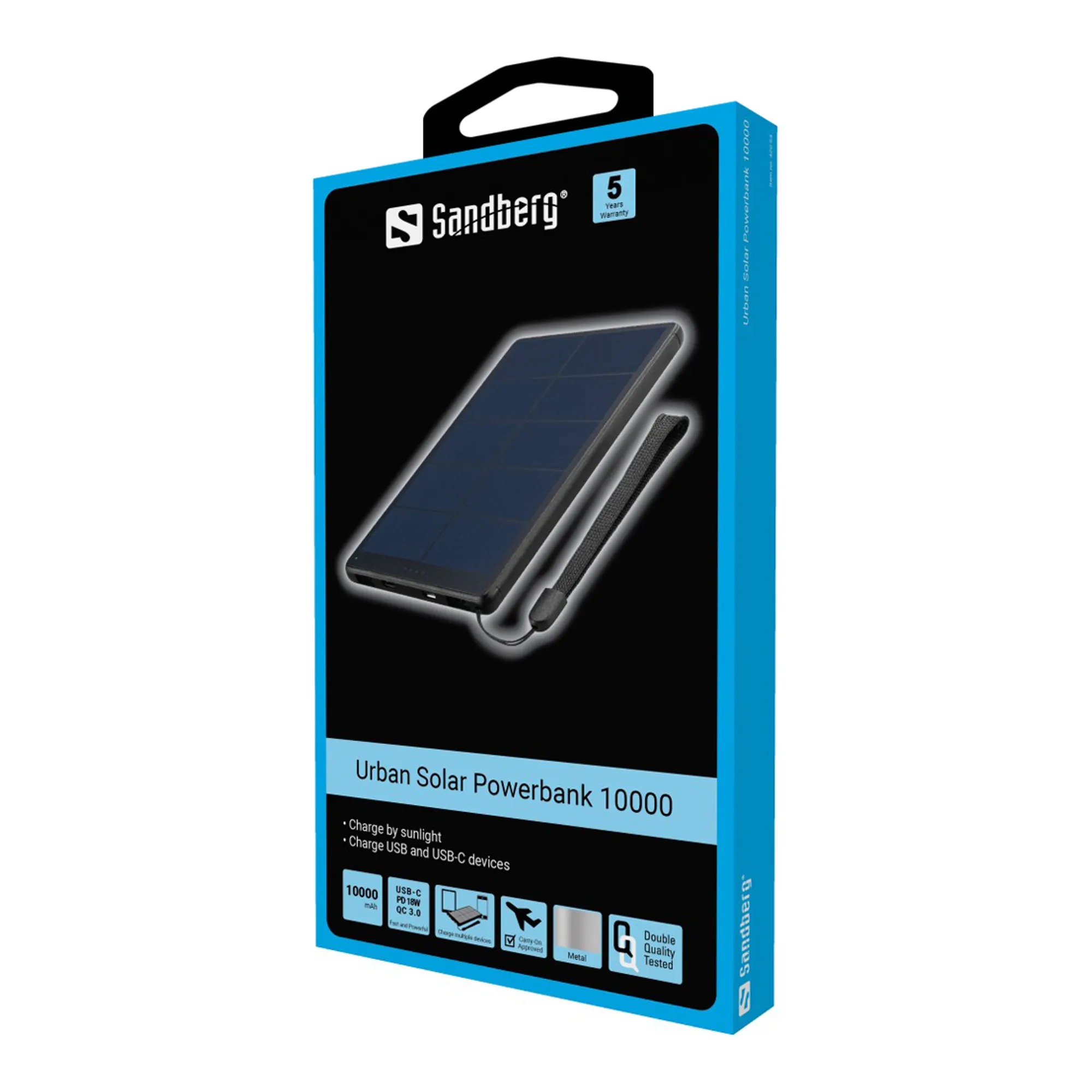 Купити Павербанк УМБ сонячна Sandberg PD Urban 10000 mAh, UPS mode, PD QC 3.0, 2xUSB, Type-C OUT (420-54_VW) Black - фото 4