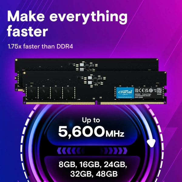 Купить Модуль памяти Crucial DDR5-4800 16GB (2x8GB) (CT2K8G48C40U5) - фото 4