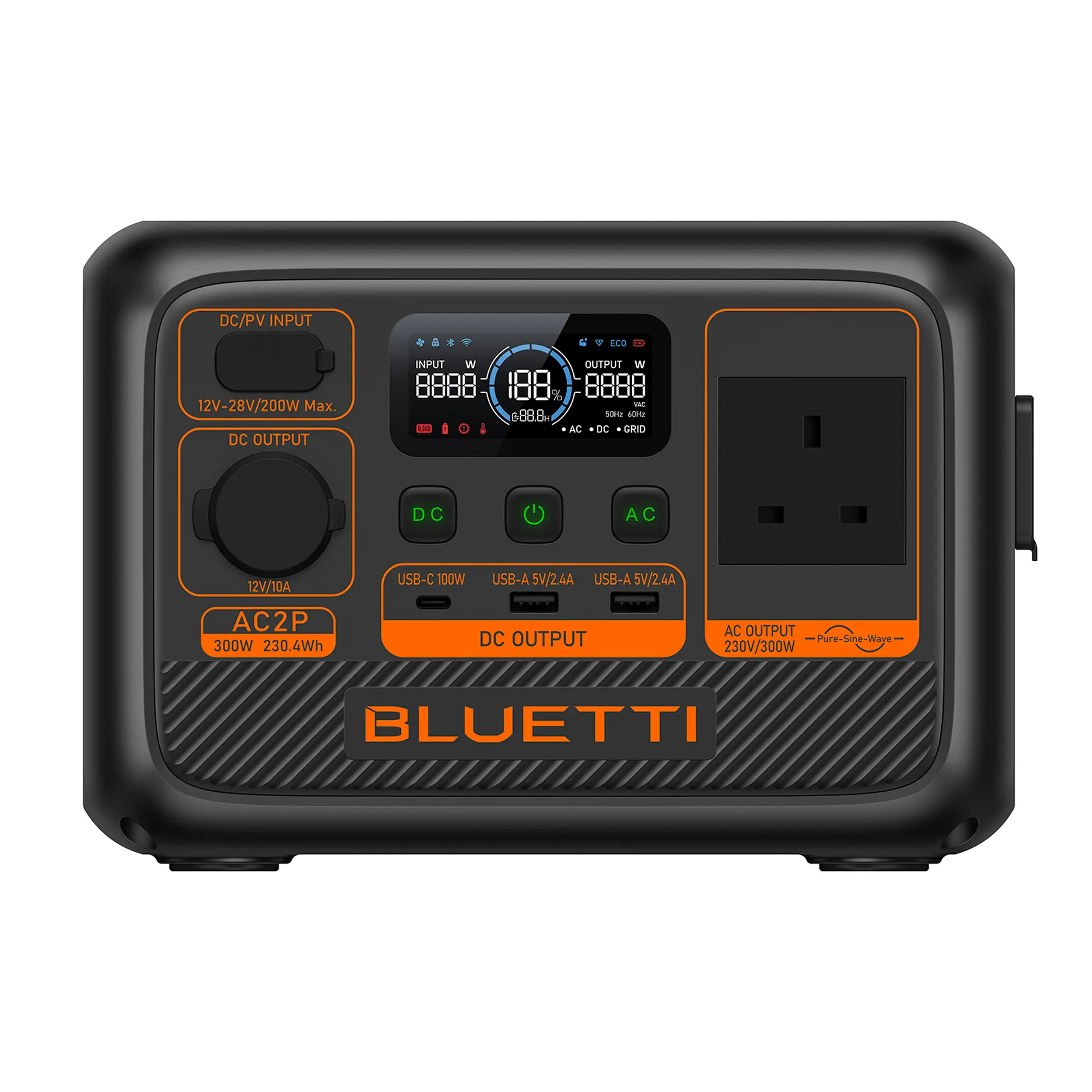 Купить Зарядная станция BLUETTI AC2P 300W 230.4Wh UK Standard + переходник - фото 1