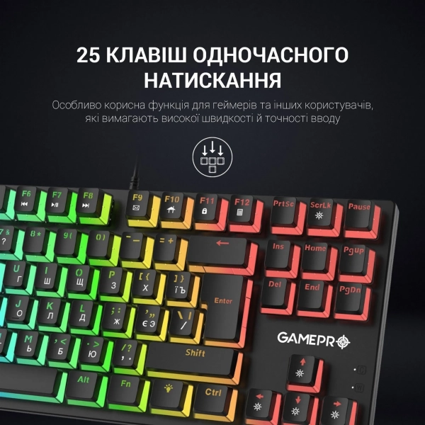 Купить Клавиатура GamePro MK80R Red Switch RGB USB Black - фото 8