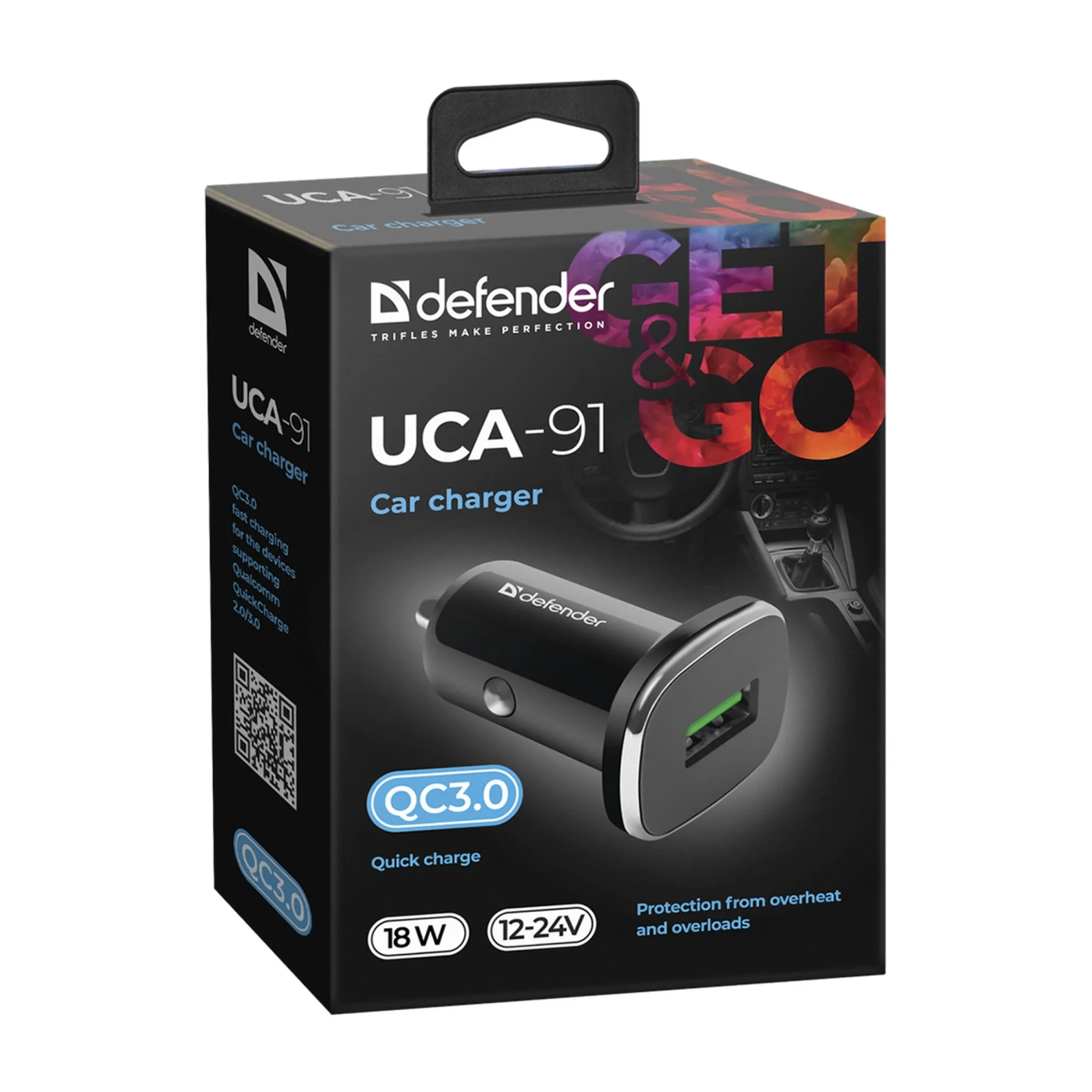Купити Автозарядка Defender UCA-91 1xUSB 18W (USB-A) QC3.0 3А Black (83830) - фото 2