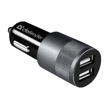 Купить Автозарядка Defender UCA-21 2xUSB 12W (2xUSB-A) 2.1A Black (83821) - фото 1