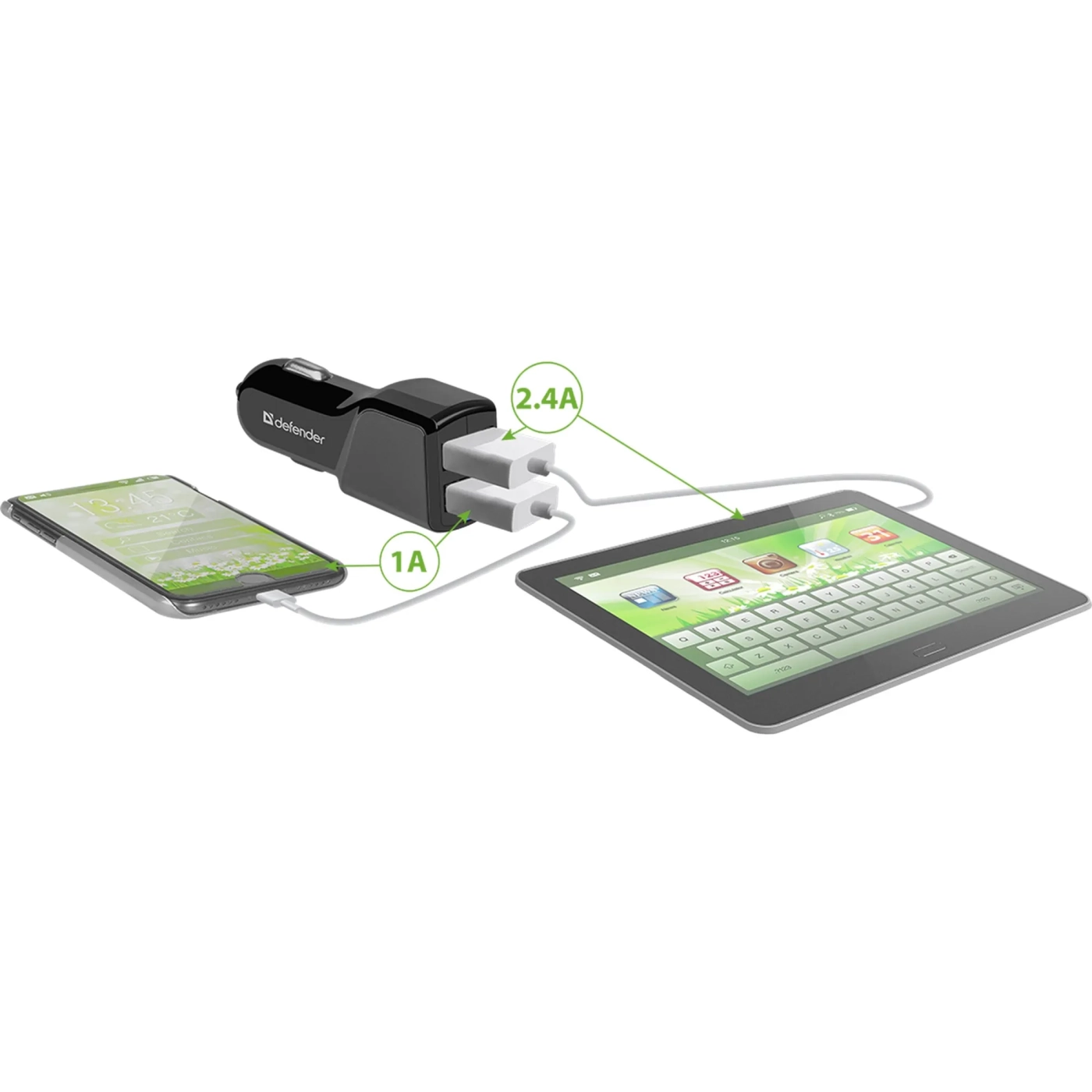 Купить Автозарядка Defender UCA-34 2xUSB 18W (2xUSB-A) 3.4A Black (83834) - фото 4