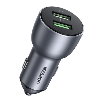 Купити Автозарядка Ugreen CD213 2xUSB 36W (USB-A) QC 4.0 Gray (10144) - фото 1