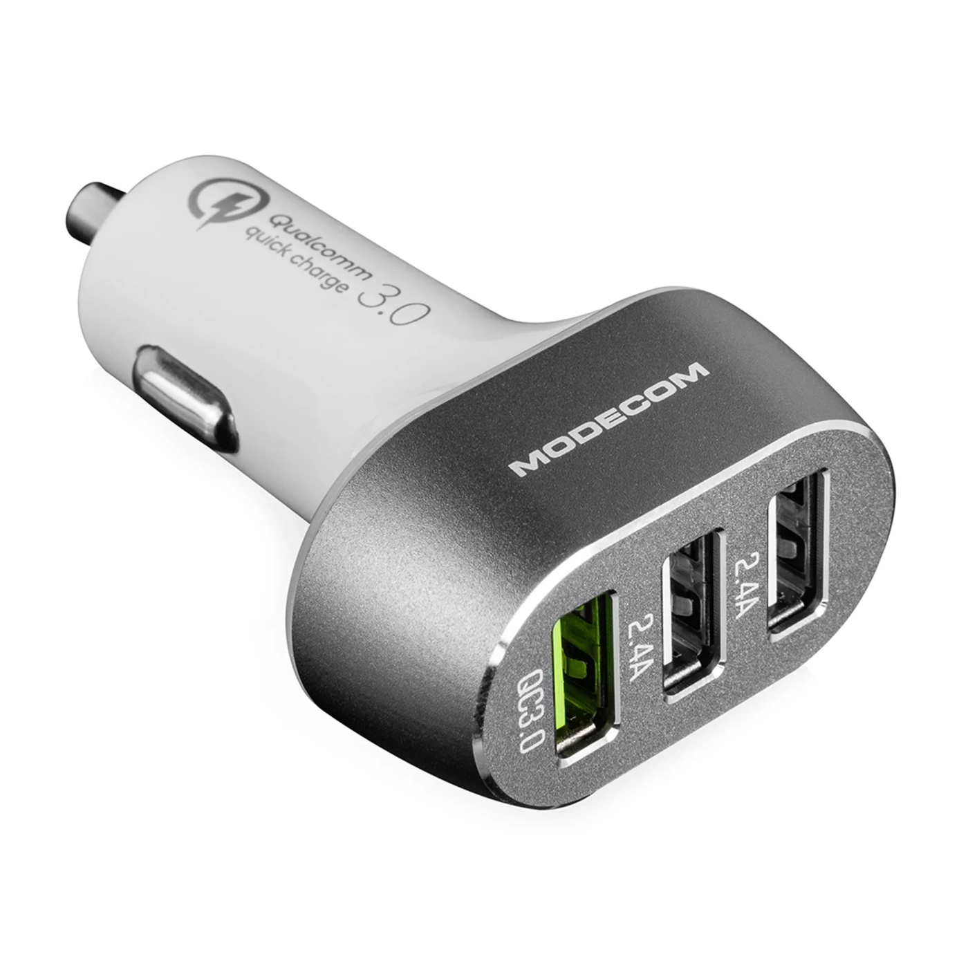 Купить Автозарядка Modecom 3xUSB 24W (3xUSB-A) QC3.0 + 2x2.4A White (ZT-MC-CU3-05) - фото 1