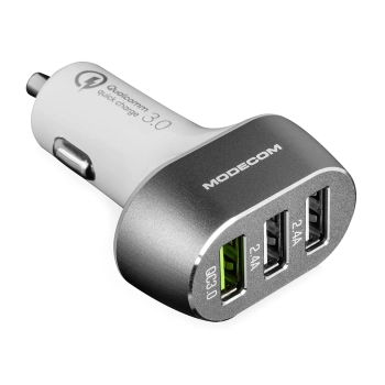 Купить Автозарядка Modecom 3xUSB 24W (3xUSB-A) QC3.0 + 2x2.4A White (ZT-MC-CU3-05) - фото 1
