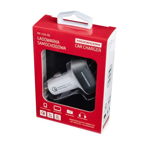 Купить Автозарядка Modecom 3xUSB 24W (3xUSB-A) QC3.0 + 2x2.4A White (ZT-MC-CU3-05) - фото 5