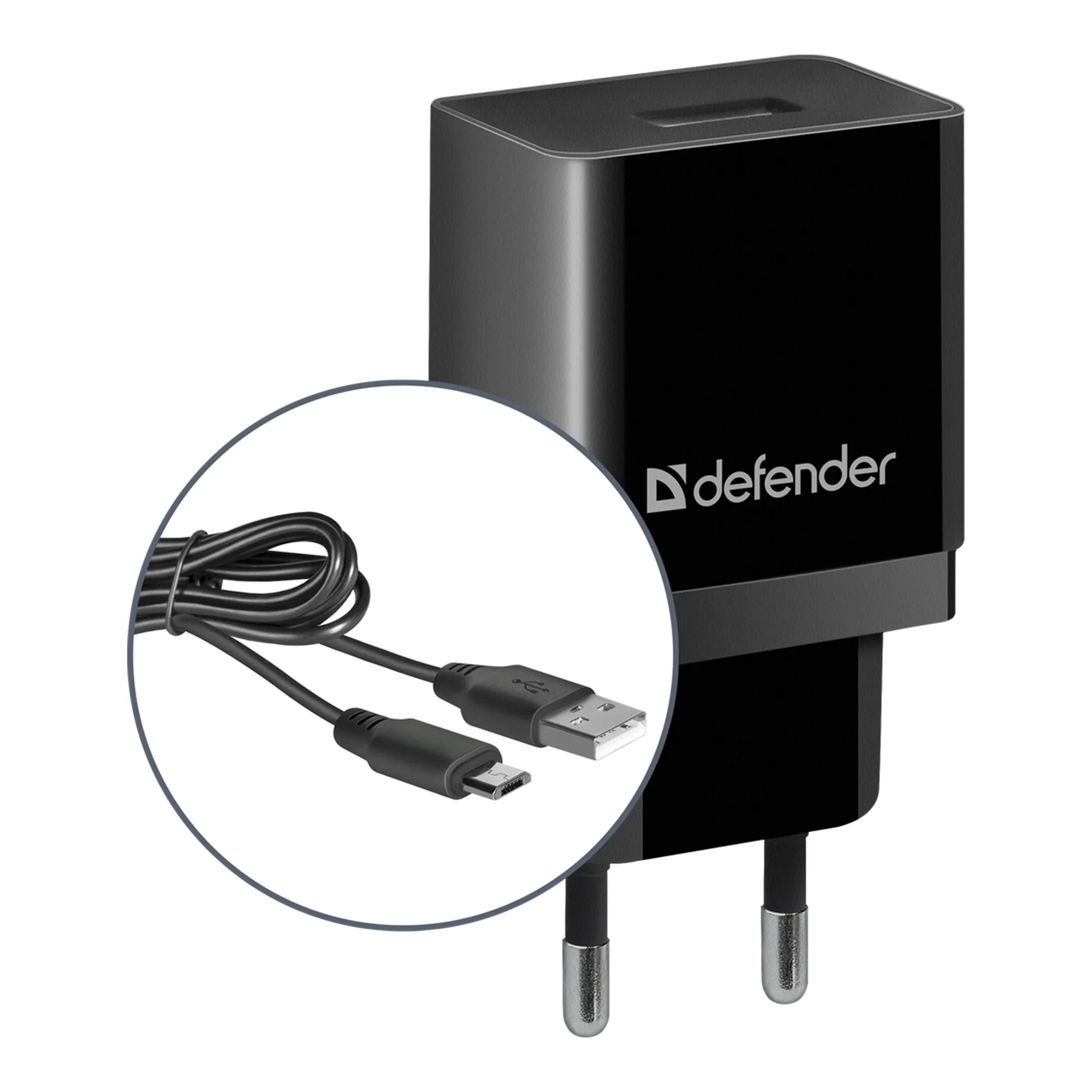 Купити Зарядний пристрій Defender UPC-11 1xUSB 11W 2.1А + кабель micro-USB Black (83556) - фото 3