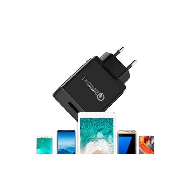 Купить Зарядное устройство Ugreen CD122 1xUSB 18W (USB A QC 3.0) Fast Charger Black (70273) - фото 3