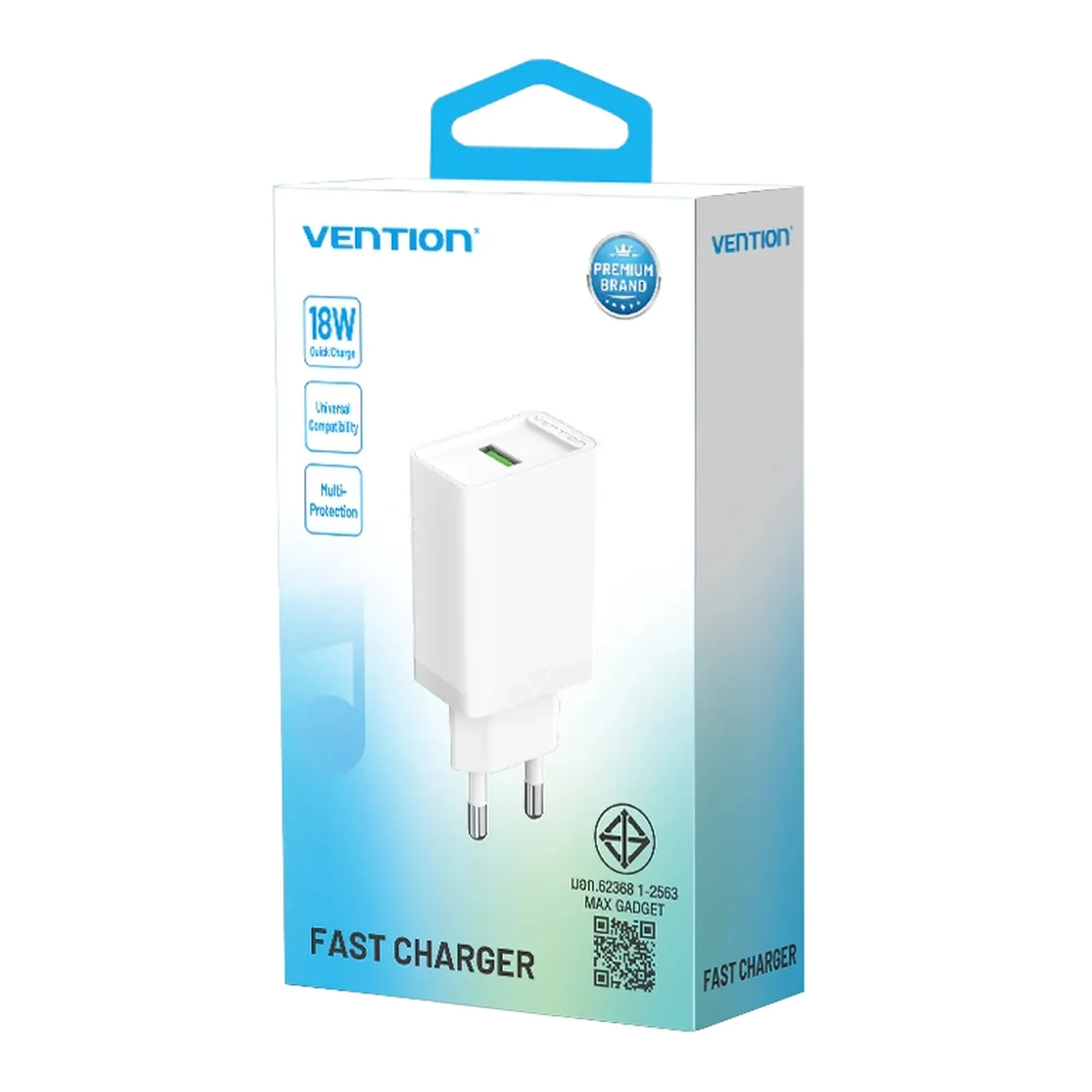 Купить Зарядное устройство Vention 1xUSB 18W (USB-A) QC3.0 White (FABW0-EU) - фото 5