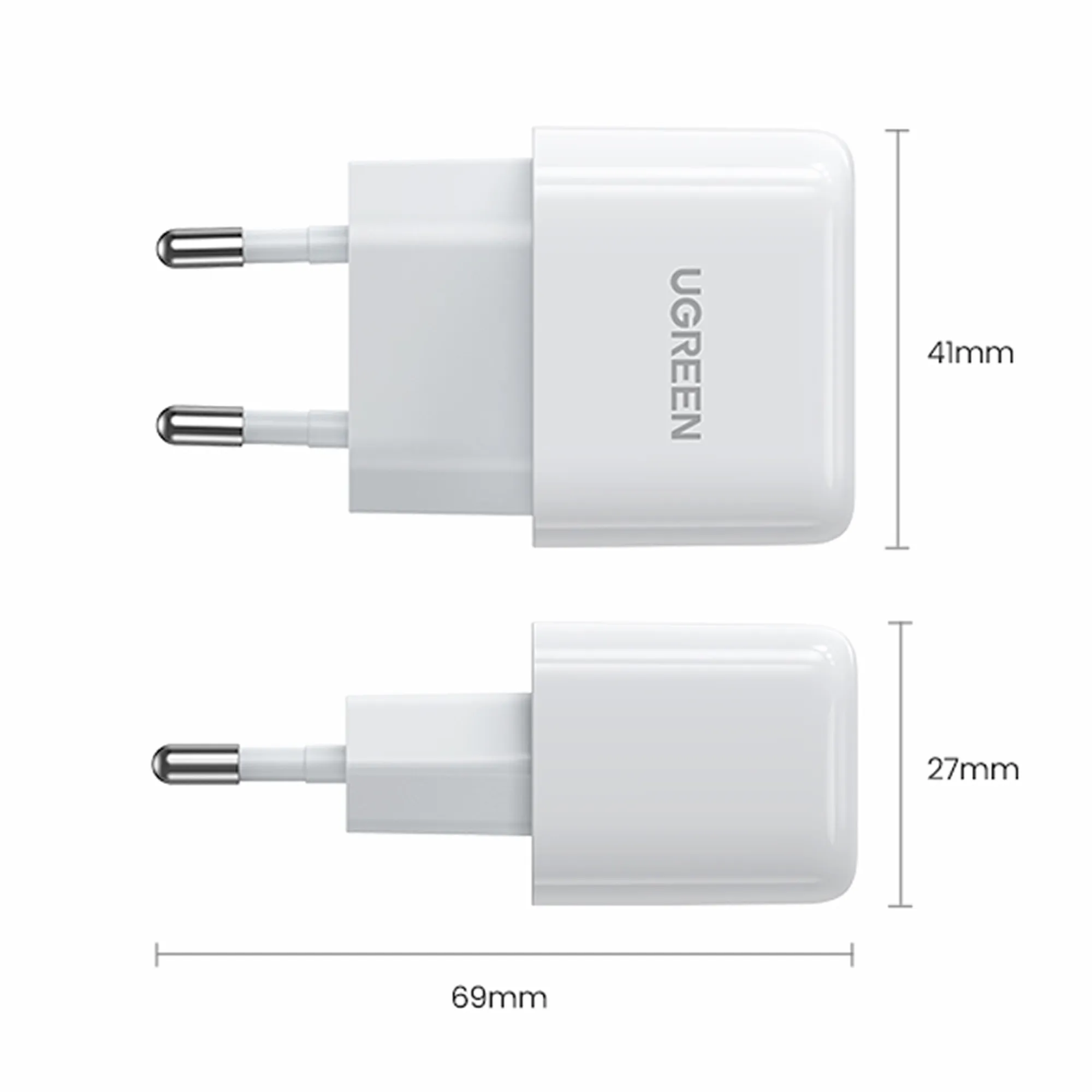 Купити Зарядний пристрій Ugreen CD241 1xUSB 20W (USB С QC4.0+/PD3.0) Mini Charger White (10220) - фото 8