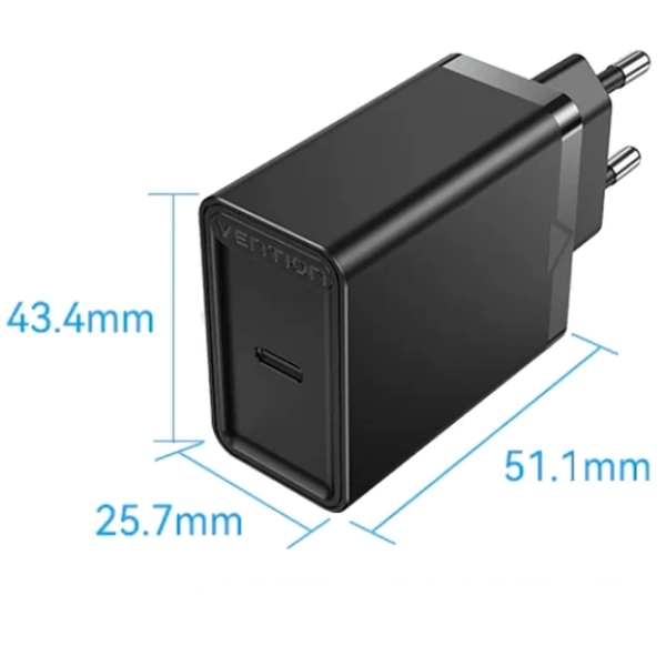 Купить Зарядное устройство Vention 1xUSB 20W (USB-С) PD Black (FADB0-EU) - фото 5