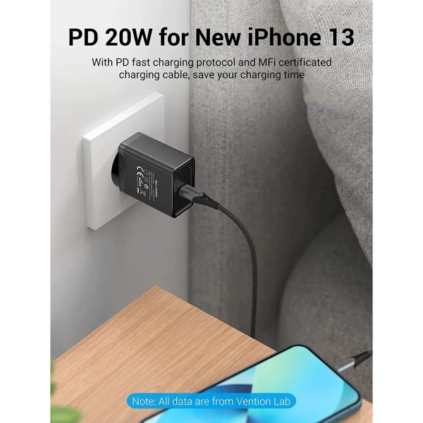 Купить Зарядное устройство Vention 1xUSB 20W (USB-С) PD Black (FADB0-EU) - фото 7