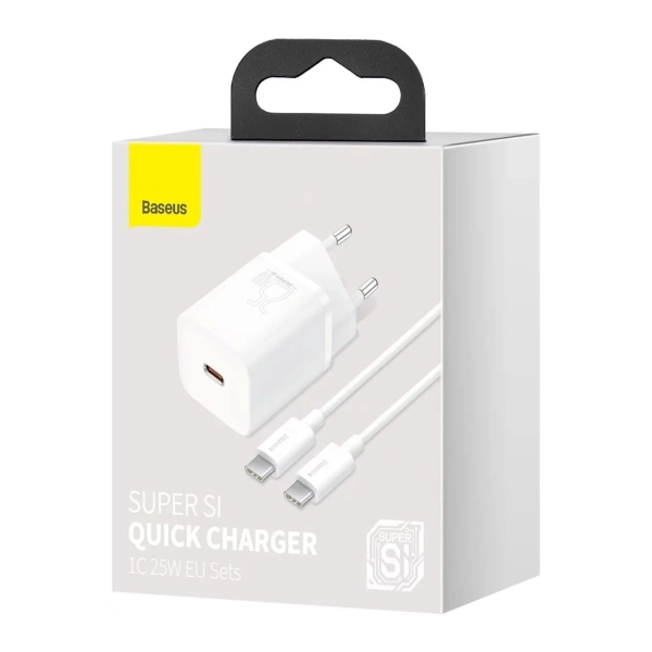 Купить Зарядное устройство Baseus 1xUSB 25W (USB-C) + Cable Type-C White (TZCCSUP-L02) - фото 7