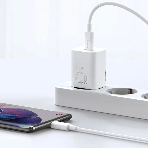 Купить Зарядное устройство Baseus 1xUSB 25W (USB-C) + Cable Type-C White (TZCCSUP-L02) - фото 11
