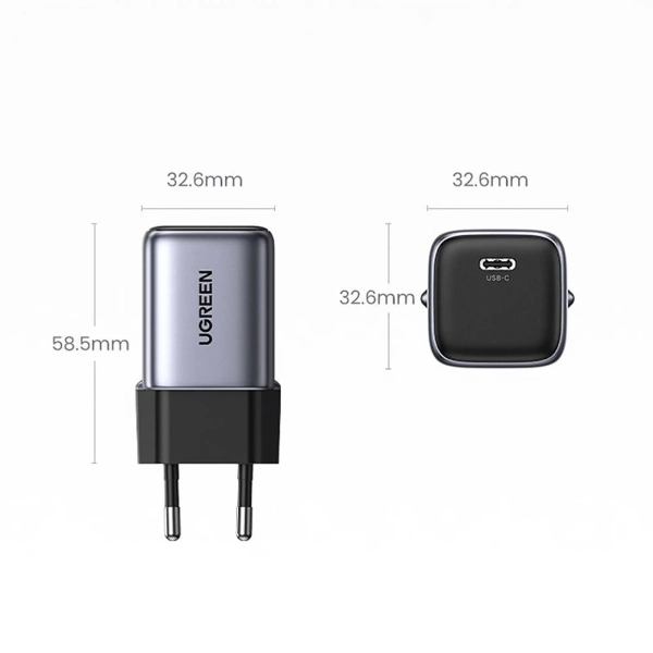 Купить Зарядное устройство Ugreen Nexode CD319 1xUSB 30W Gan Type-C PD Mini Gray (90666) - фото 4