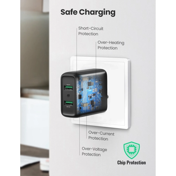 Купить Зарядное устройство Ugreen CD161 2xUSB 36W (USB A QC 3.0) Fast Charger Black (10216) - фото 2