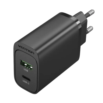 Купить Зарядное устройство Vention 2xUSB 38W (USB-C+USB-A) PD+QC3.0 Black (FBIB0-EU) - фото 1