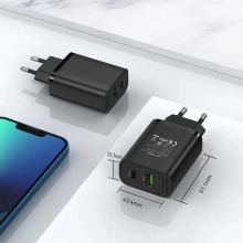 Купить Зарядное устройство Vention 2xUSB 38W (USB-C+USB-A) PD+QC3.0 Black (FBIB0-EU) - фото 2