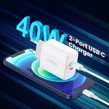 Купить Зарядное устройство Ugreen CD243 2xUSB 40W PD (2xType-C) PD White (10343) - фото 6