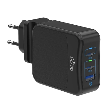 Купить Зарядное устройство Media-Tech 2xUSB-C PD 65W, USB QC 3.0 Black (MT6252) - фото 1
