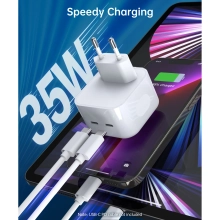 Купить Зарядное устройство Choetech Q5008 2хUSB-C 35W PD QC3.0 White (Q5008-EU-WH) - фото 4