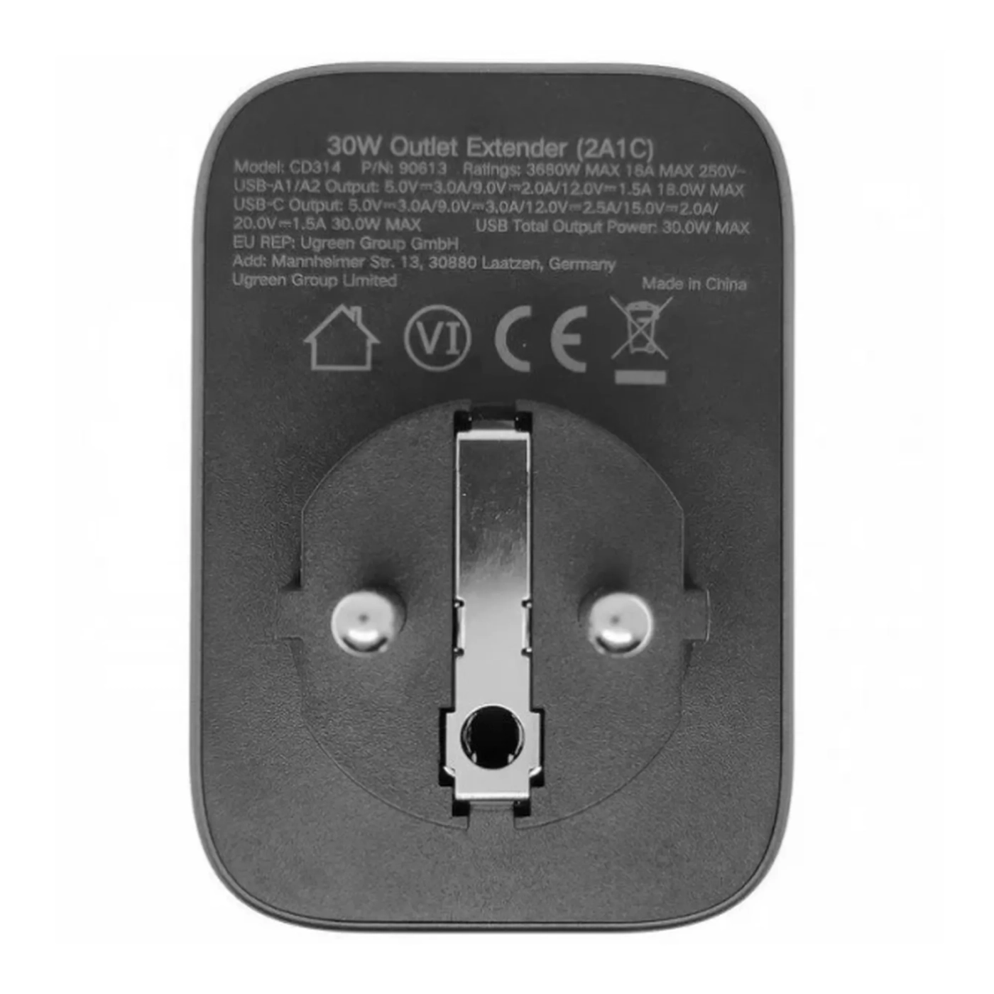 Купить Зарядное устройство Ugreen CD314 3xUSB 30W Outlet Extender (2хUSB-A+USB-C) (90613) - фото 3