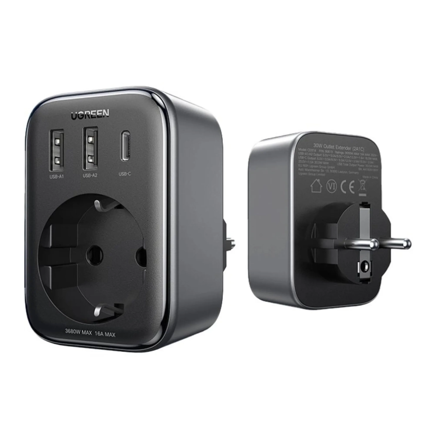Купить Зарядное устройство Ugreen CD314 3xUSB 30W Outlet Extender (2хUSB-A+USB-C) (90613) - фото 4
