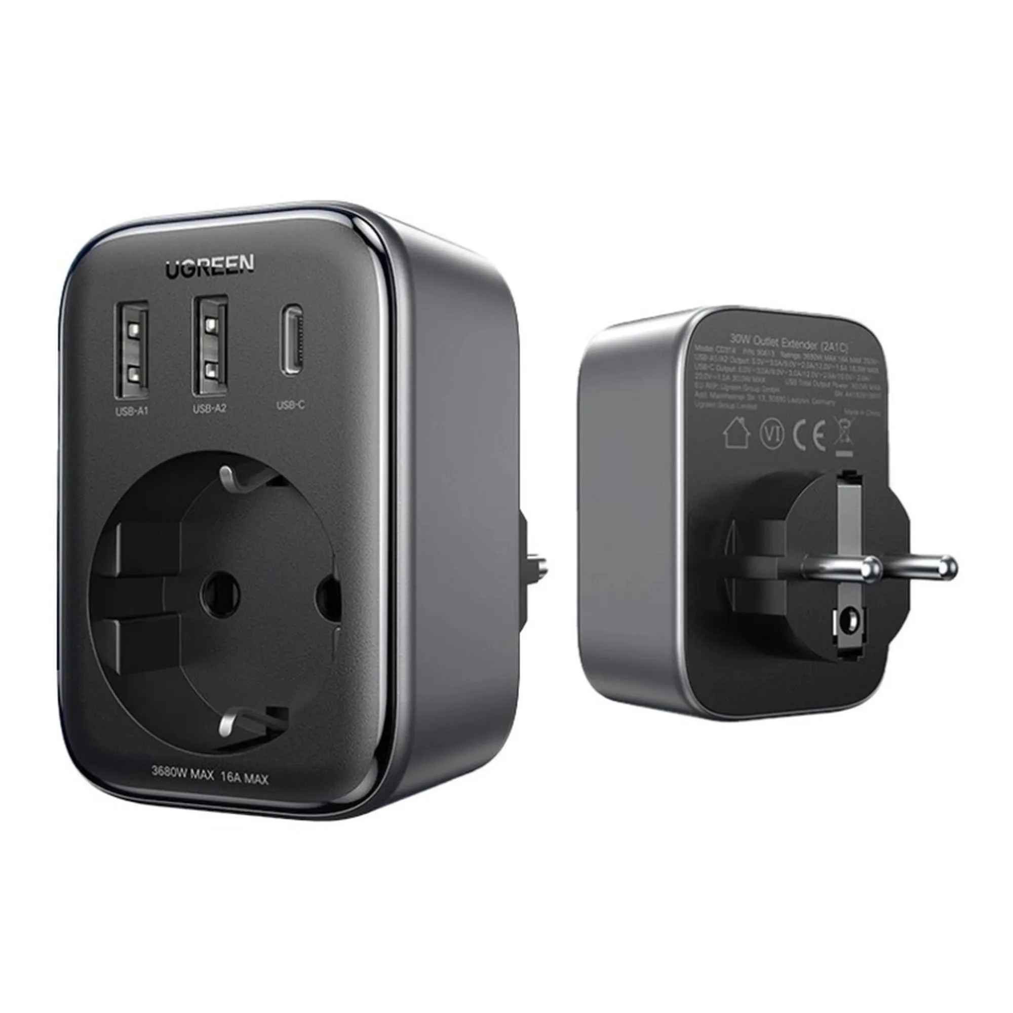 Купить Зарядное устройство Ugreen CD314 3xUSB 30W Outlet Extender (2хUSB-A+USB-C) (90613) - фото 4