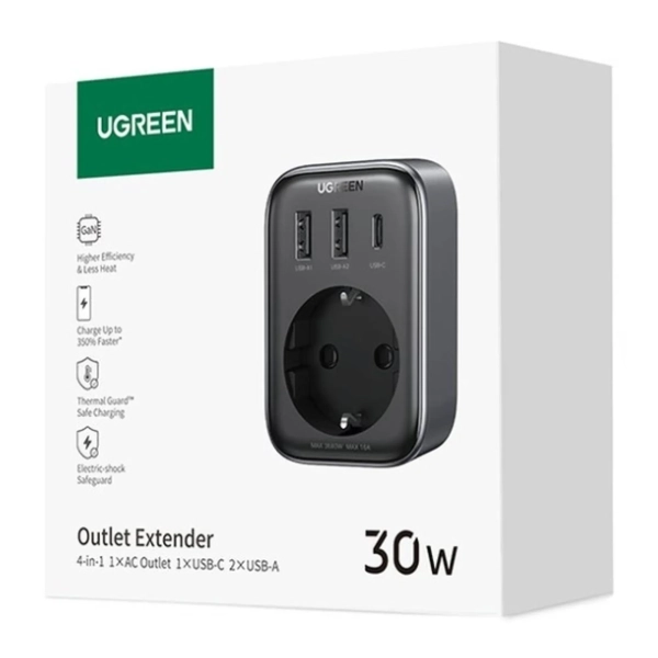 Купить Зарядное устройство Ugreen CD314 3xUSB 30W Outlet Extender (2хUSB-A+USB-C) (90613) - фото 5