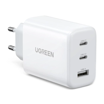 Купить Зарядное устройство Ugreen CD275 3xUSB 65W (2xType-C+USB QC3.0) Fast Charger White (90496) - фото 1