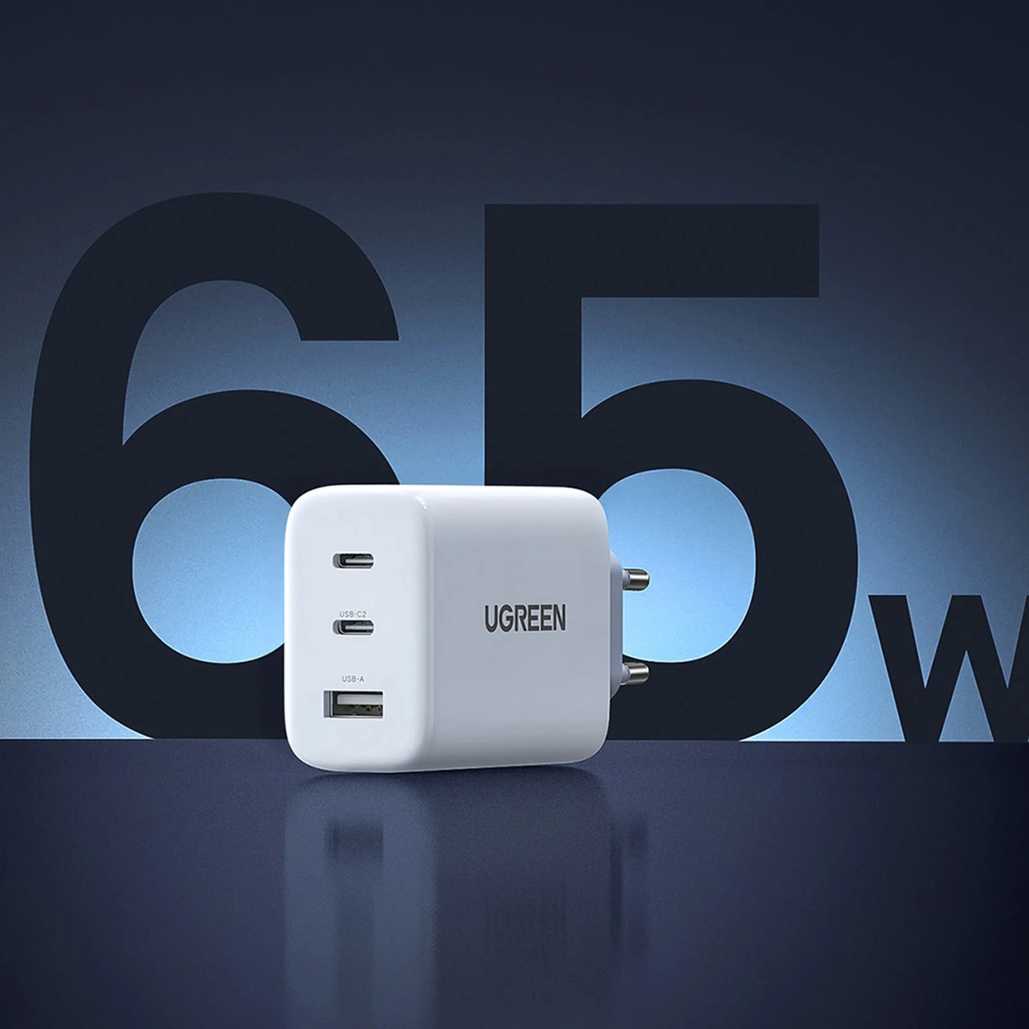 Купить Зарядное устройство Ugreen CD275 3xUSB 65W (2xType-C+USB QC3.0) Fast Charger White (90496) - фото 3