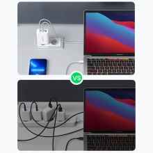 Купить Зарядное устройство Ugreen CD275 3xUSB 65W (2xType-C+USB QC3.0) Fast Charger White (90496) - фото 6