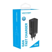 Купить Зарядное устройство Vention 3xUSB 65W (USB-Cx2+USB-A) PD3.0+QC4.0 Black (FEDB0-EU) - фото 3