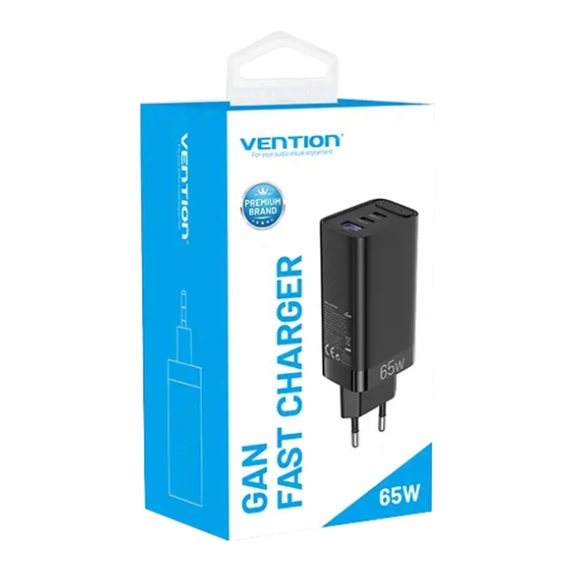 Купить Зарядное устройство Vention 3xUSB 65W (USB-Cx2+USB-A) PD3.0+QC4.0 Black (FEDB0-EU) - фото 3