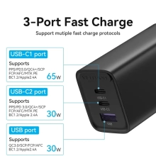 Купить Зарядное устройство Vention 3xUSB 65W (USB-Cx2+USB-A) PD3.0+QC4.0 Black (FEDB0-EU) - фото 6