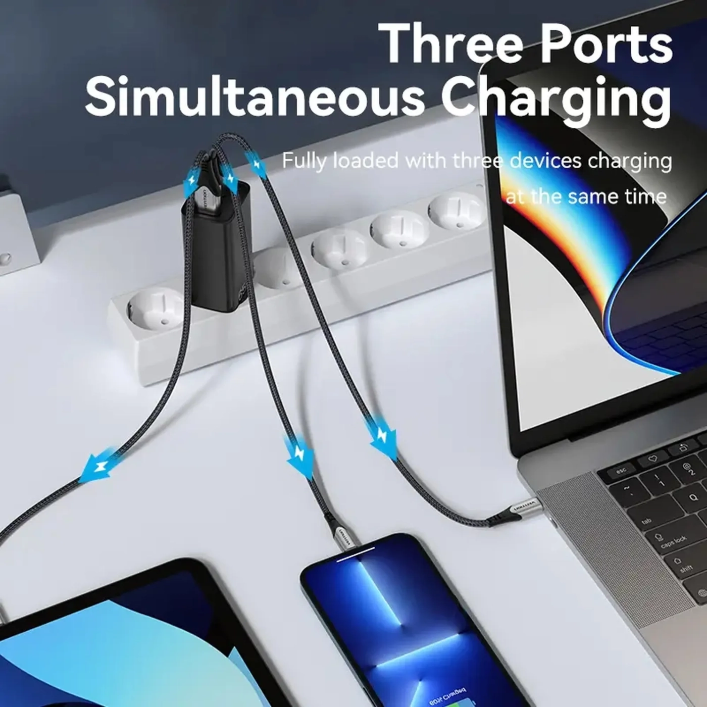 Купить Зарядное устройство Vention 3xUSB 65W (USB-Cx2+USB-A) PD3.0+QC4.0 Black (FEDB0-EU) - фото 8