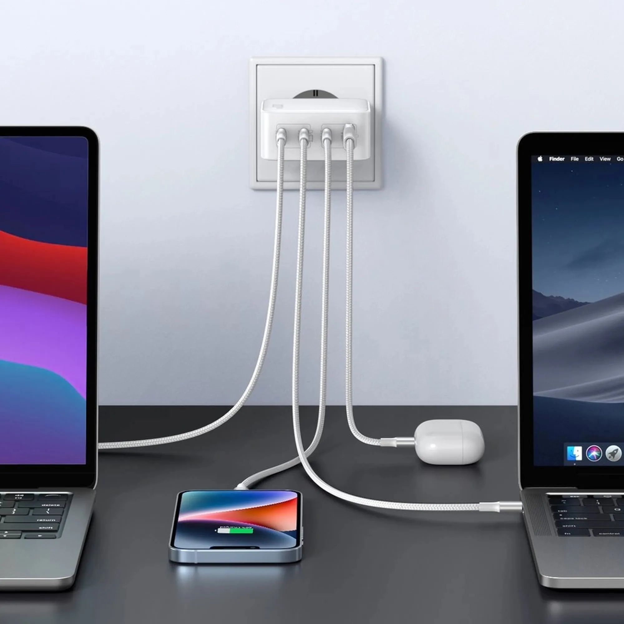Купити Зарядний пристрій Ugreen CD226 4xUSB 100W GaN (3хUSB-C+USB-A) White (15337) - фото 5