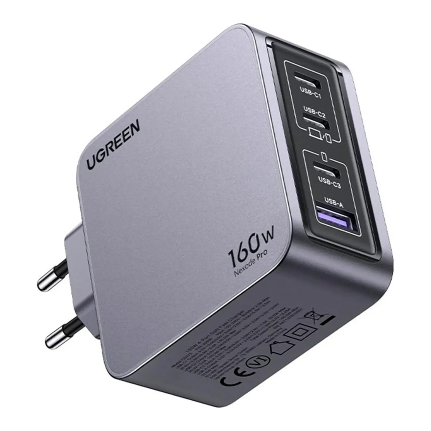 Купить Зарядное устройство Ugreen Nexode Pro X763 4xUSB 160W GaN (3xType-C+USB-A) Gray (25877) - фото 2