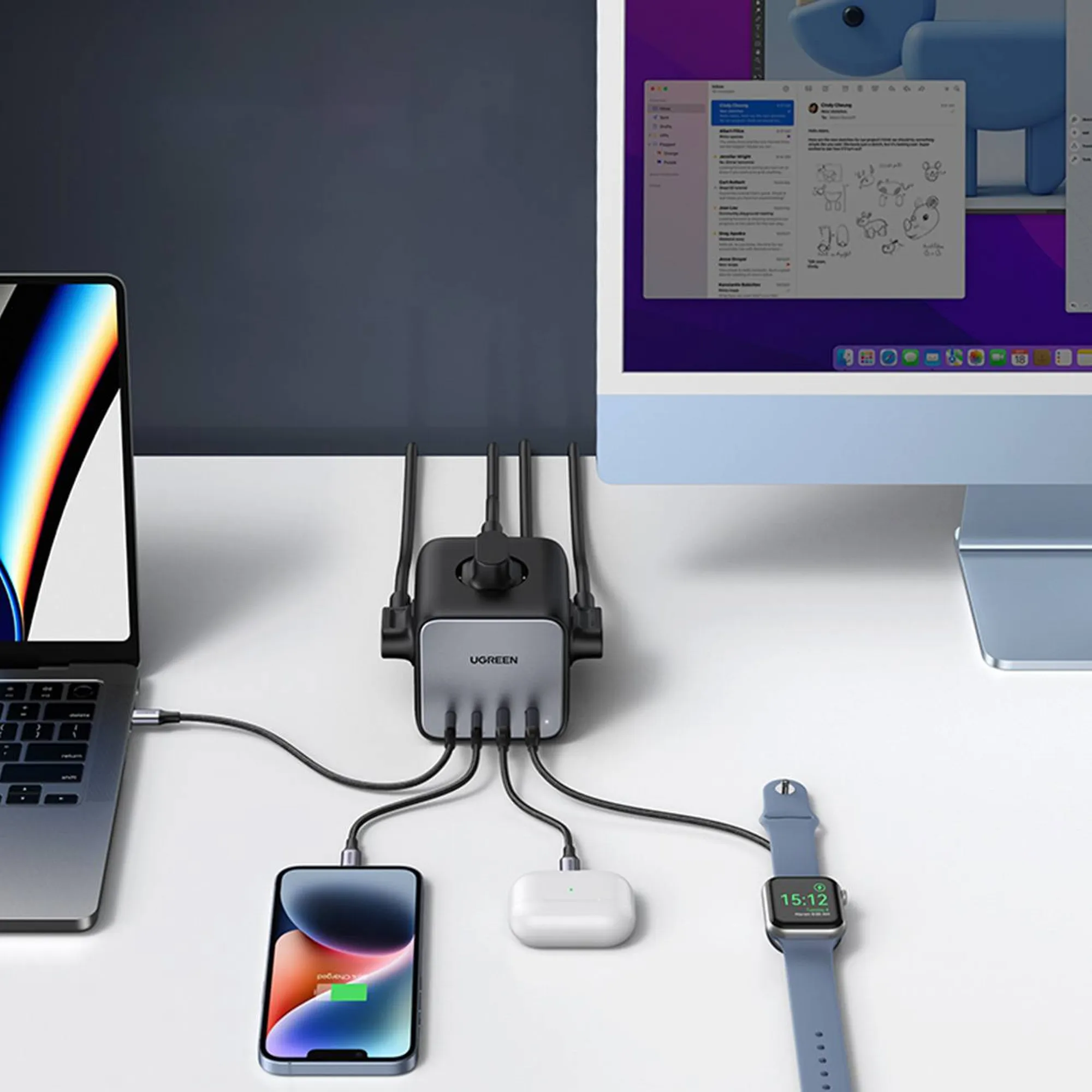 Купить Зарядное устройство Ugreen DigiNest Cube CD268 4xUSB 65W (2хUSB-C+2xUSB-A) (60113) - фото 3