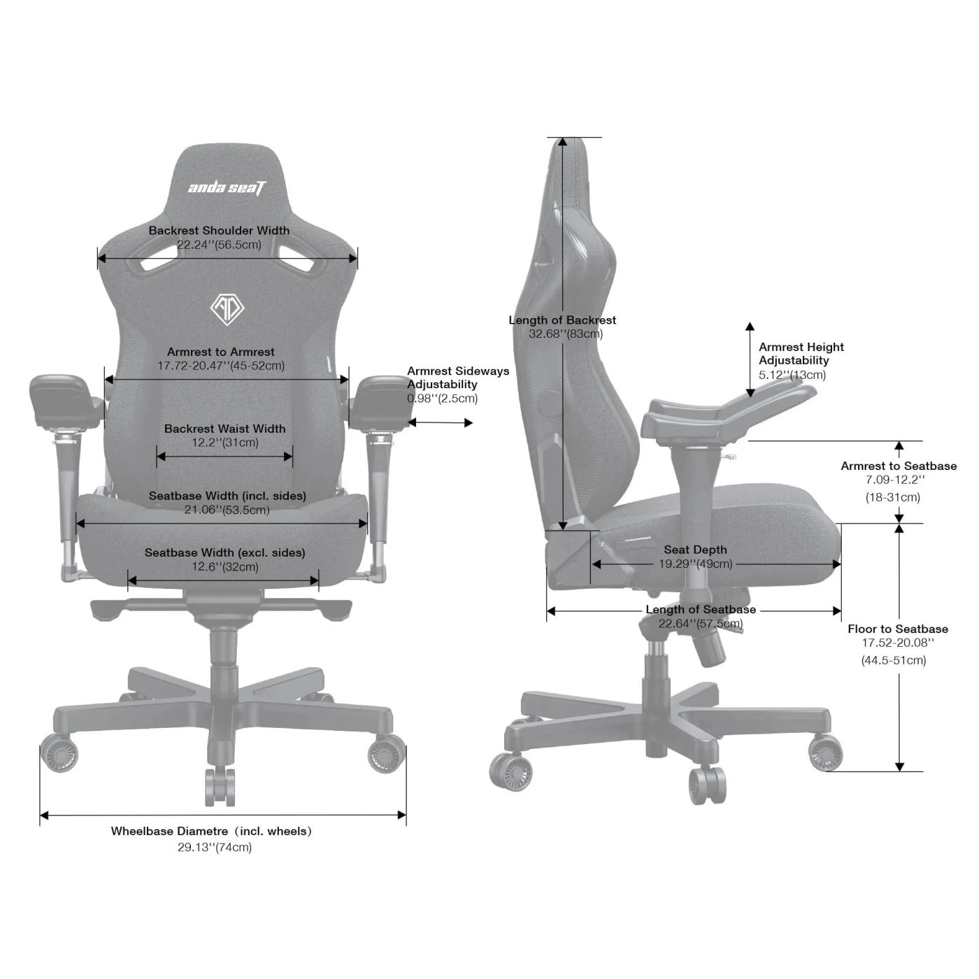 Купити Крісло для геймерів Anda Seat Kaiser 3 Pro XL Black Fabric (AD12YDC-XL-01-B-CF-B02) - фото 14