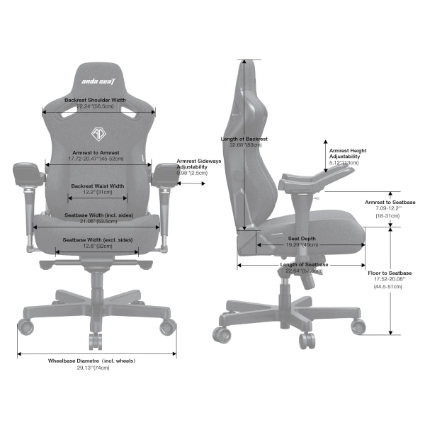 Купити Крісло для геймерів Anda Seat Kaiser 3 Pro XL Black Fabric (AD12YDC-XL-01-B-CF-B02) - фото 14