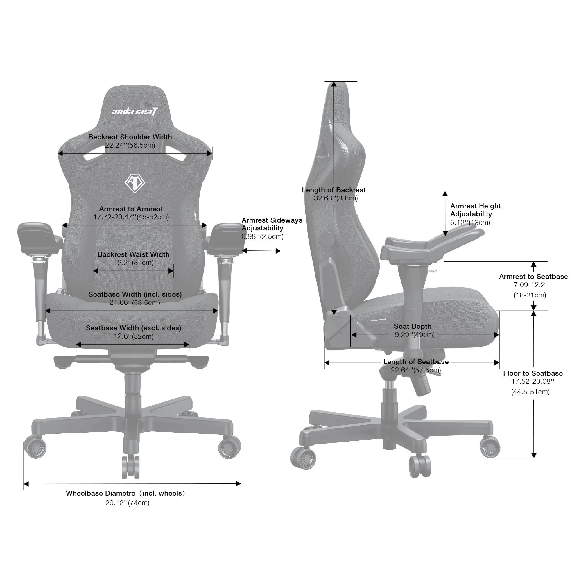 Купити Крісло для геймерів Anda Seat Kaiser 3 Pro XL Black Fabric (AD12YDC-XL-01-B-CF-B02) - фото 14