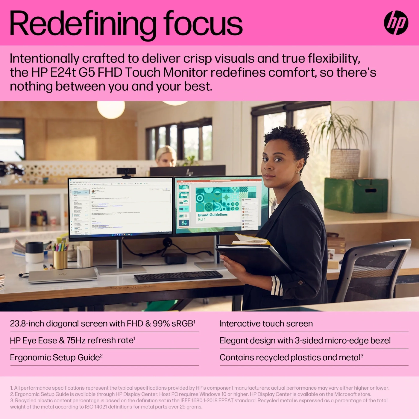 Купить Монитор 23.8" HP E24t G5 (6N6E6AA) - фото 8