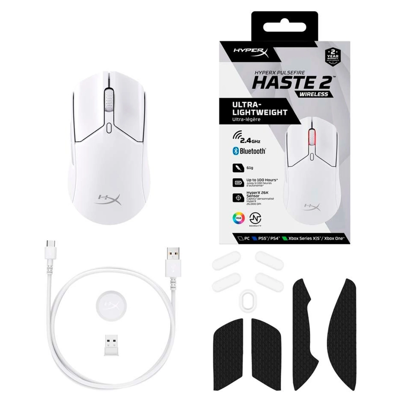 Купить Мышь HyperX Pulsefire Haste 2 Wireless White (6N0A9AA) - фото 10