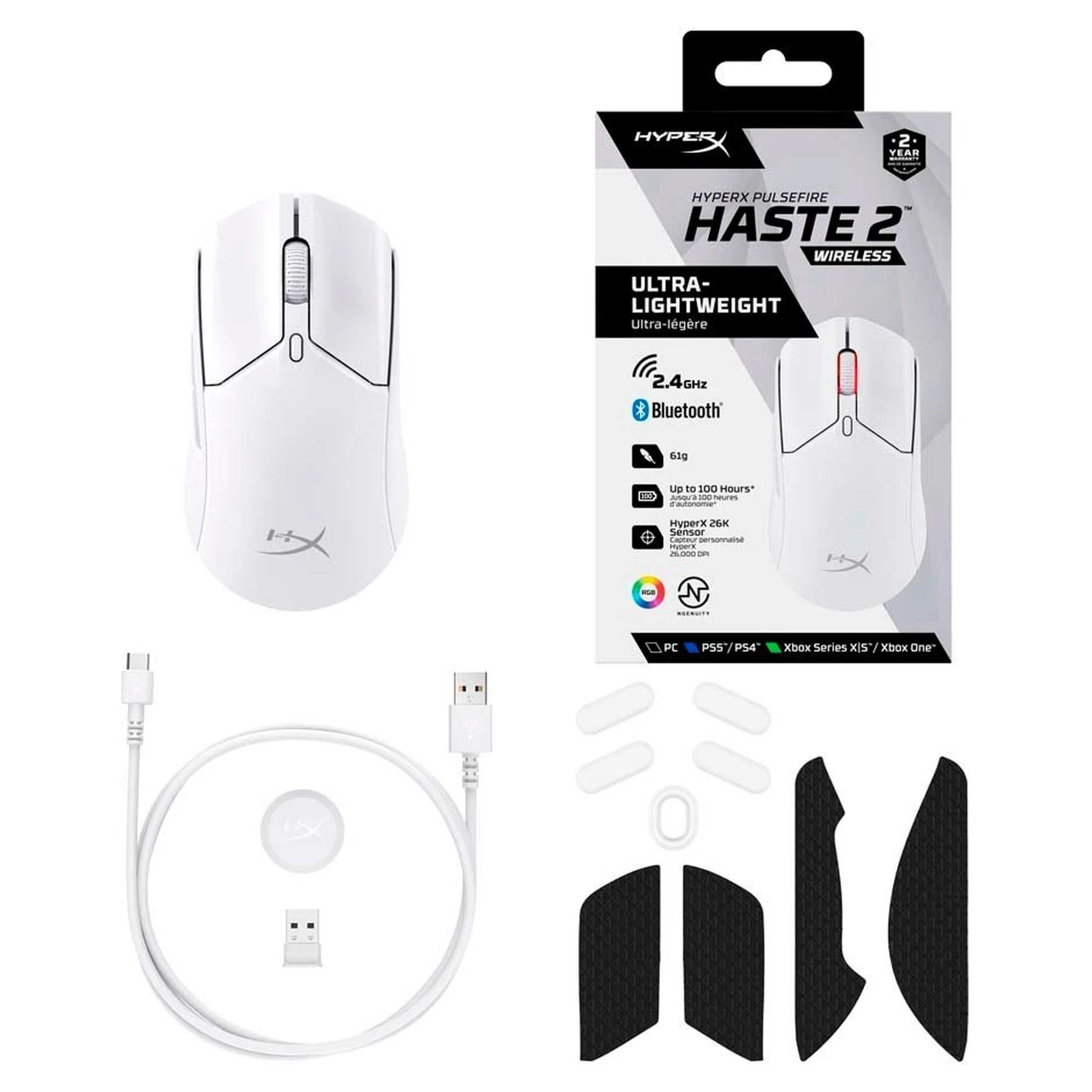 Купить Мышь HyperX Pulsefire Haste 2 Wireless White (6N0A9AA) - фото 10